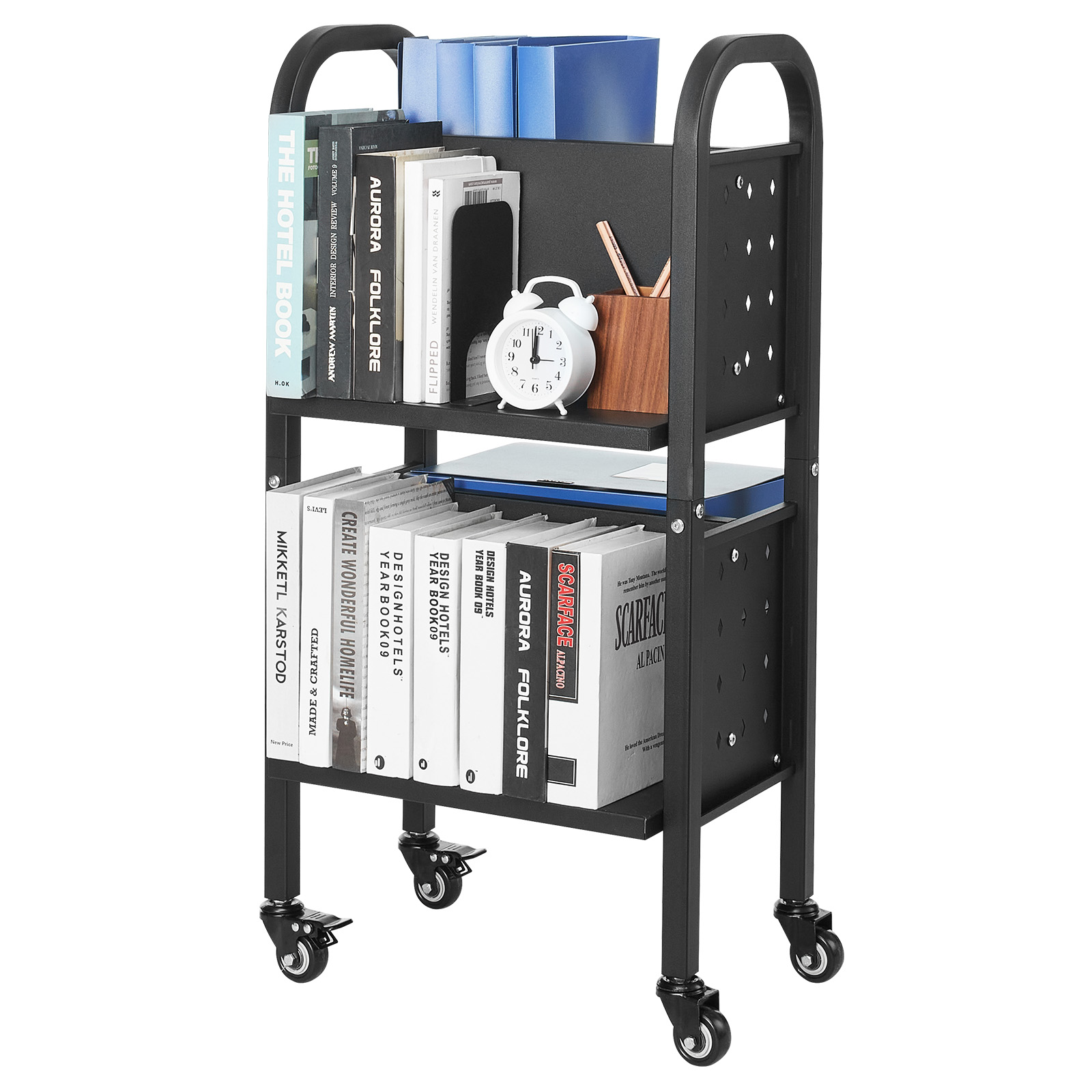 Home Office With Bookshelves - SucceBuy 150Lbs Rolling Library Book Cart