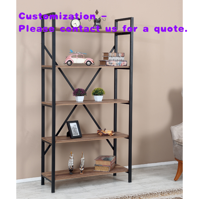 Home Office With Bookshelves - custom.Industrial Style Metal and Wood Bookshelf