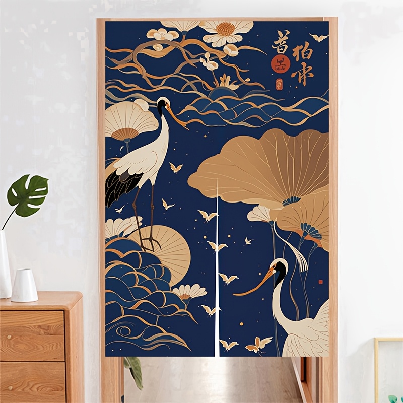 Home Office Room Inspiration - VIKAMA Chinese Zen-Inspired Door Curtain Fabric