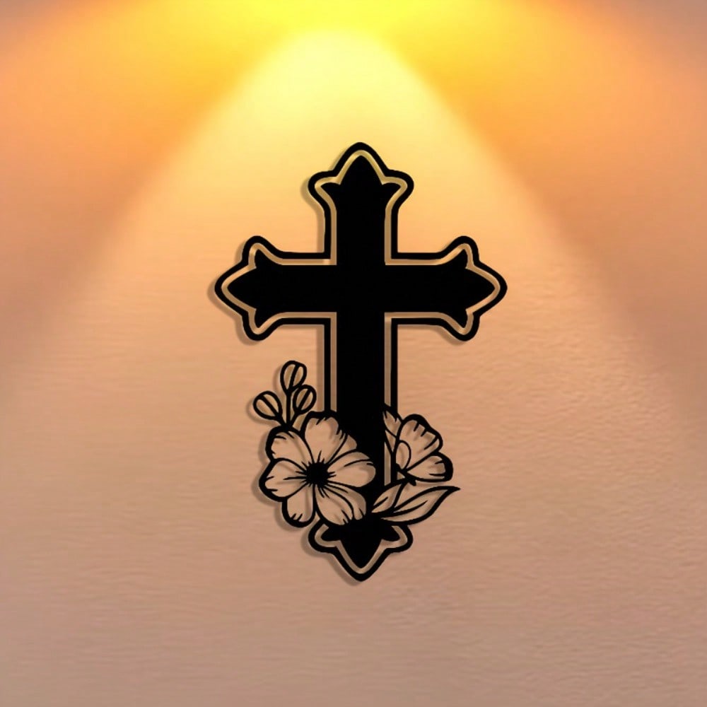 Home Office Room Inspiration - Vintage Cross Wall Plaque Ornate Iron