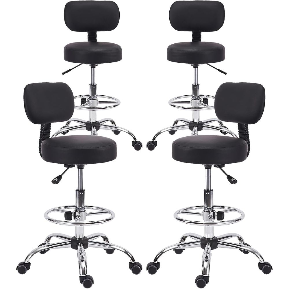 Home Office Chair - Adjustable Swivel Bar Stool with Backrest,