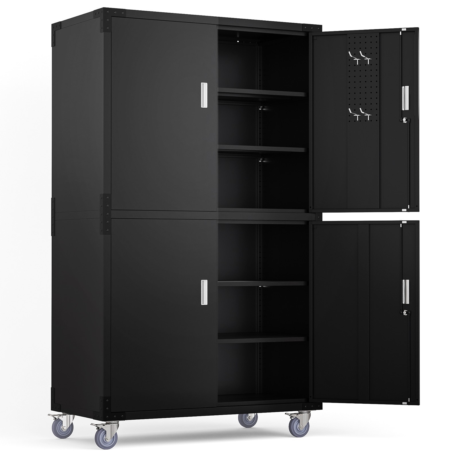 Home Office In Living Room - 4-Door Garage Cabinet with Adjustable Shelves,