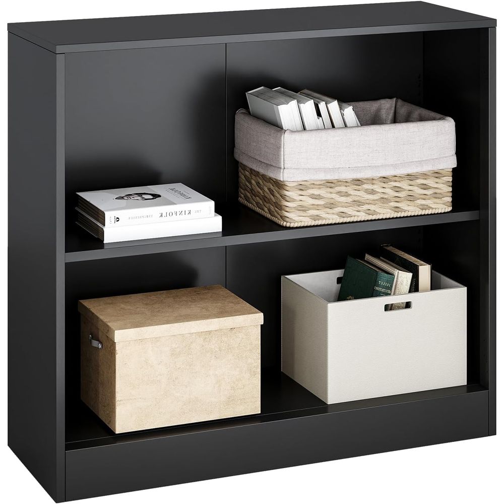 Home Office With Bookshelves - Adjustable Shelf Metal Storage Cabinet, 2-Tier