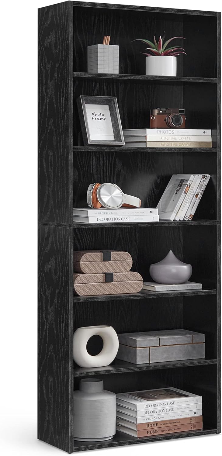 Home Office In Living Room - 6-Tier Bookcase, Open Storage Shelf, 9.4