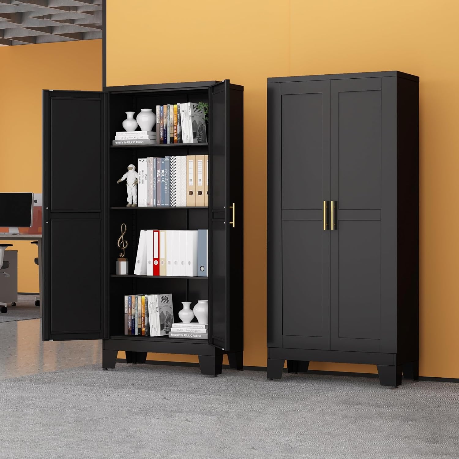 Home Office Shed - Black Metal Storage Cabinet, 61