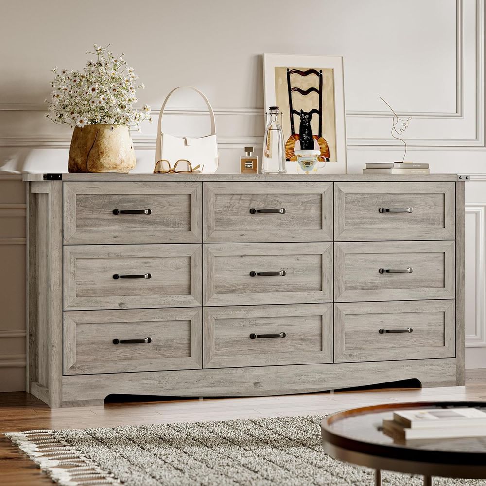 Home Office In Living Room - Wooden Chest with Metal Handles, Anti-Tipping,
