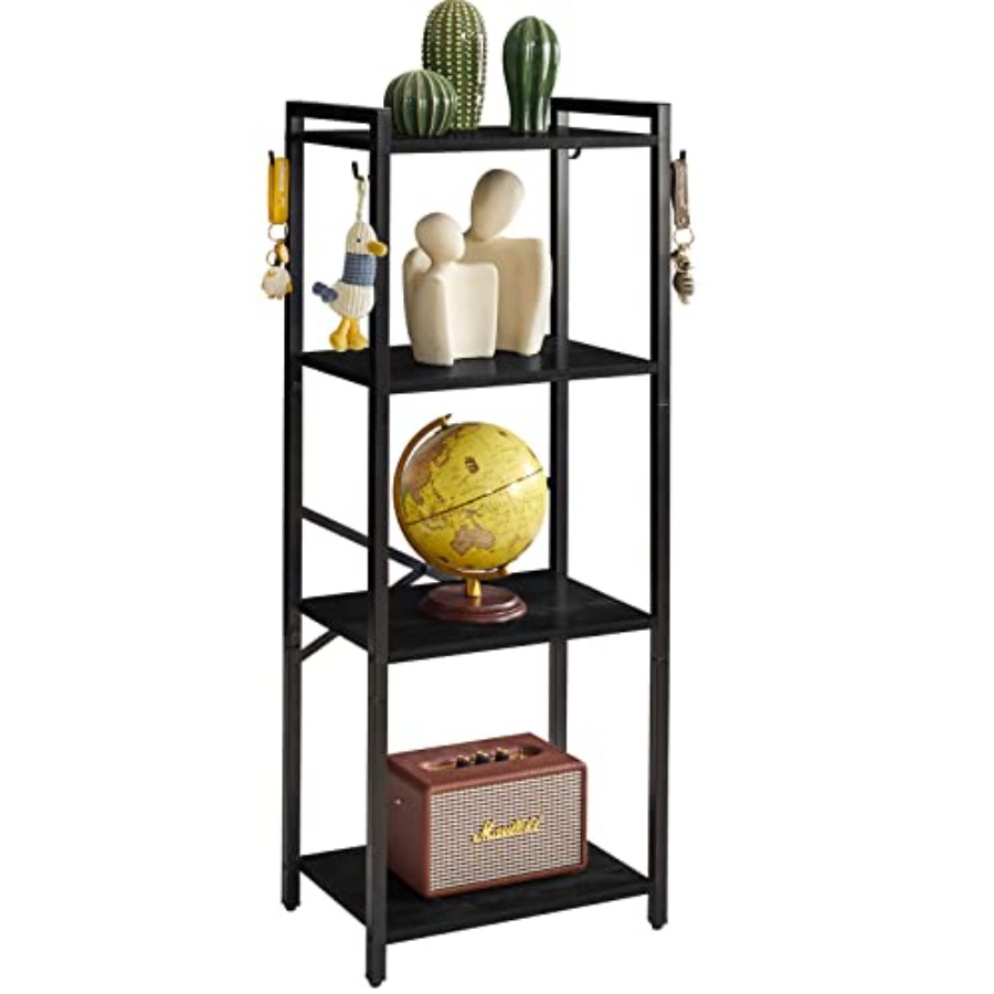 Home Office With Bookshelves - Bookcase, 4-Tier Narrow Ladder Bookshelf, Freestanding