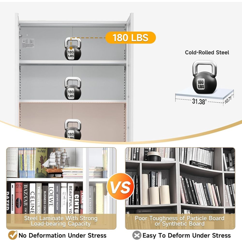 70.87 Tall Metal Bookshelf, 5- - Home Office In Living Room reseña y precio