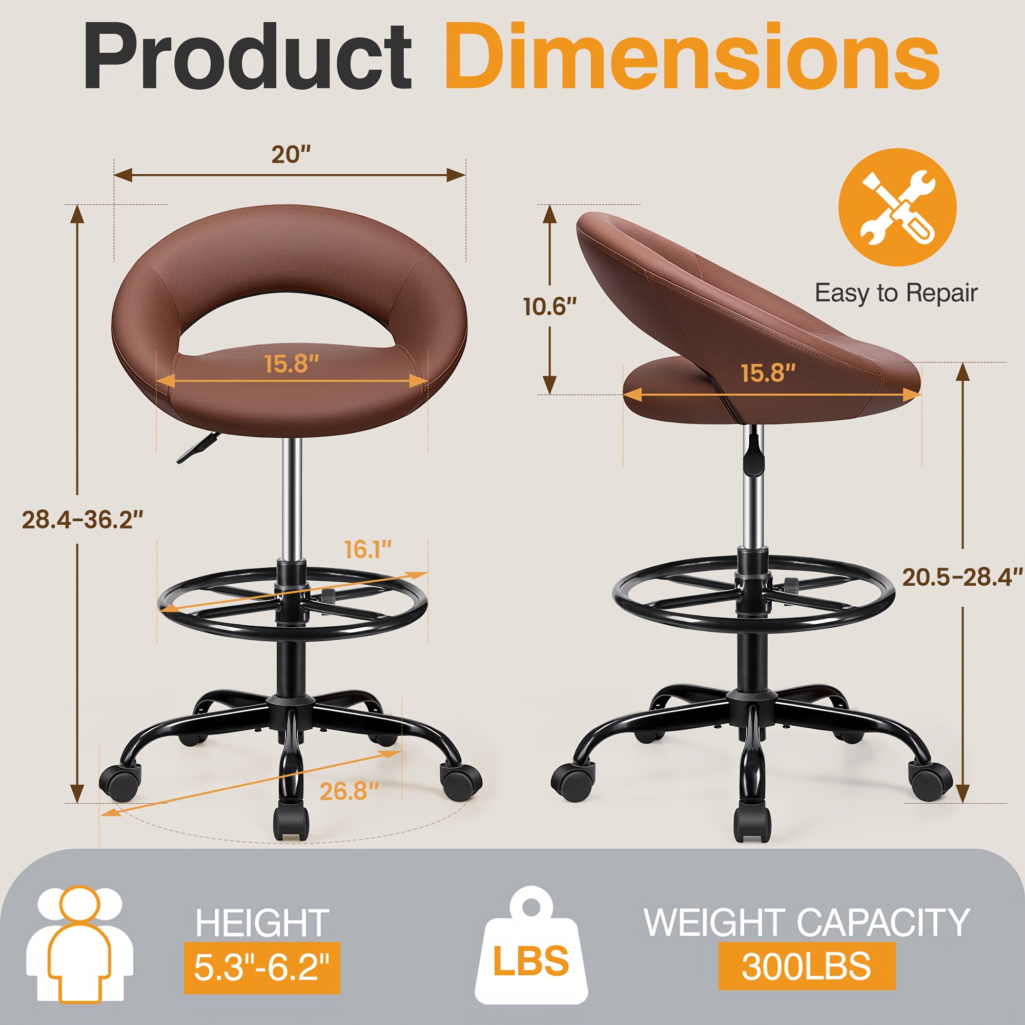Ergonomic Drafting Chair - PU  - Home Office Chair reseña y precio
