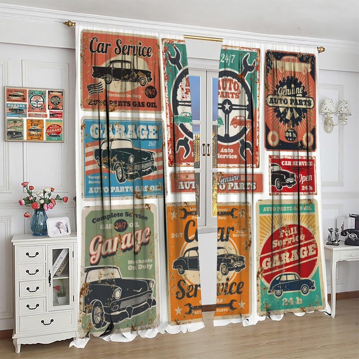 Garage Curtains, Vintage Man D - Home Office Shed reseña y precio