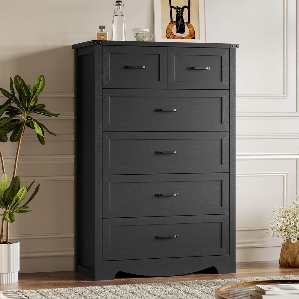 6-Drawer Wooden Chest with Met - Home Office In Living Room reseña y precio
