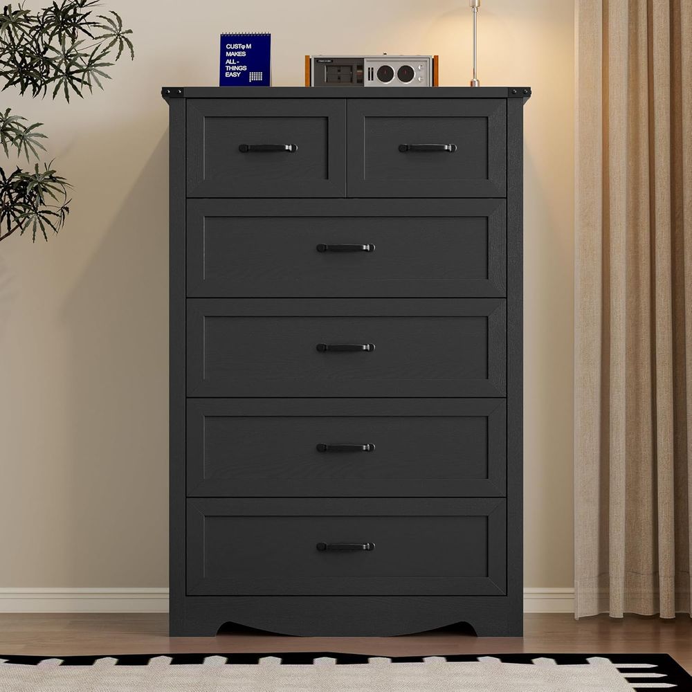 6-Drawer Wooden Chest with Met - Home Office In Living Room reseña y precio