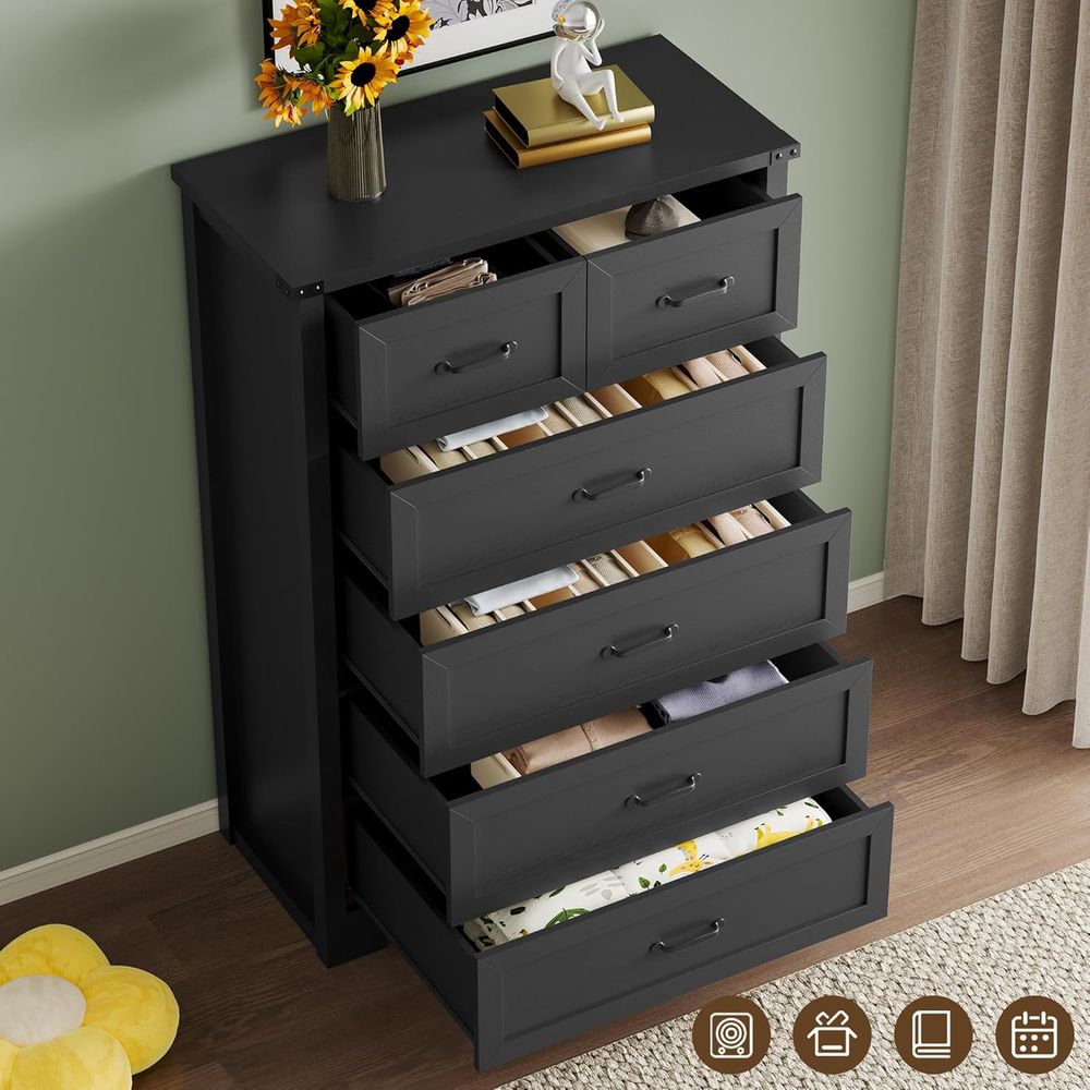 6-Drawer Wooden Chest with Met - Home Office In Living Room reseña y precio