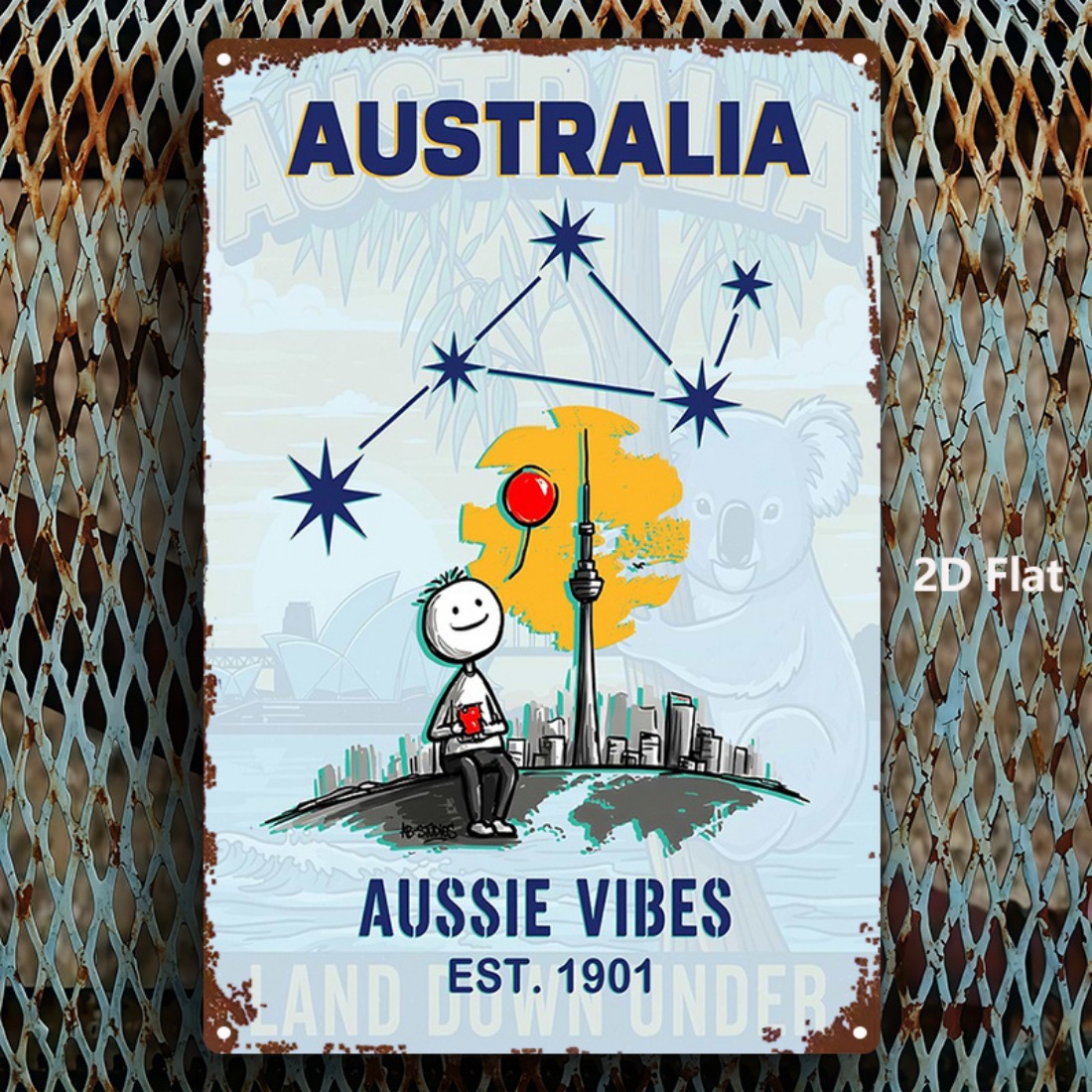 Metal Sign 2D Flat 1pc Austral - Home Office Australia reseña y precio