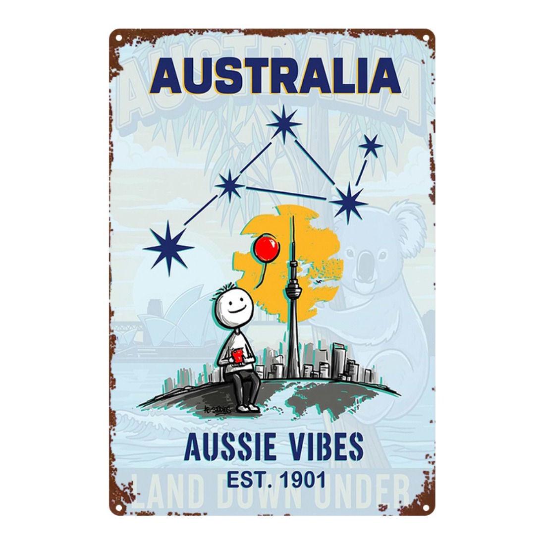 Metal Sign 2D Flat 1pc Austral - Home Office Australia reseña y precio