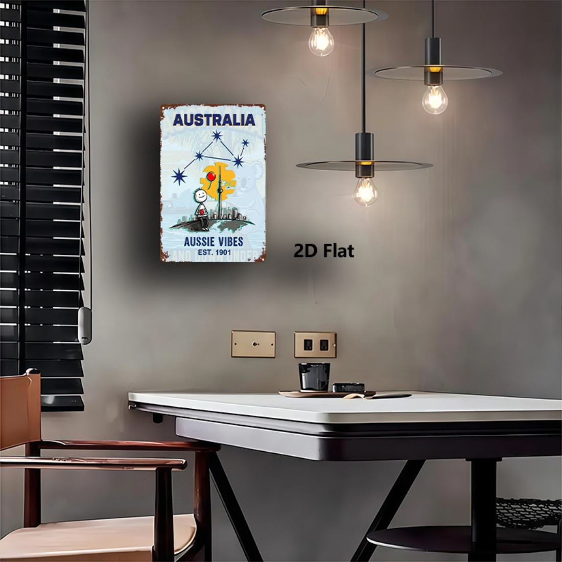 Metal Sign 2D Flat 1pc Austral - Home Office Australia reseña y precio