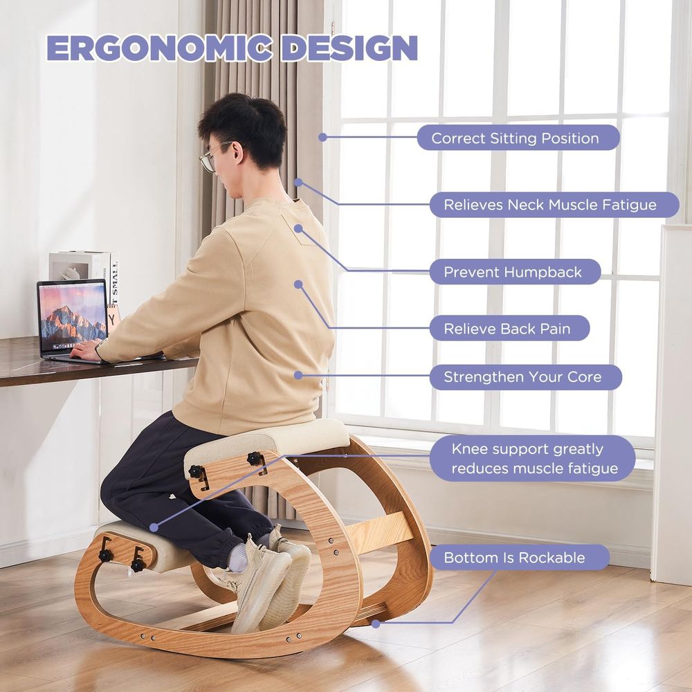 Ergonomic Adjustable Wooden Kn - Home Office Chair reseña y precio