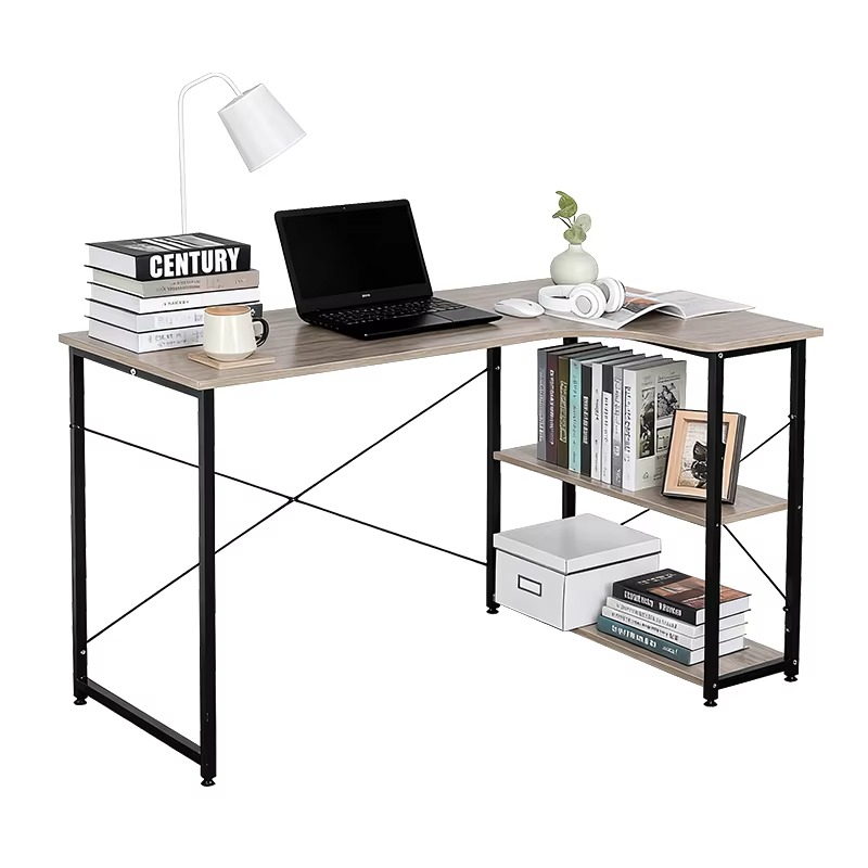 L Shaped Corner Desk With Book - Home Office With Bookshelves reseña y precio