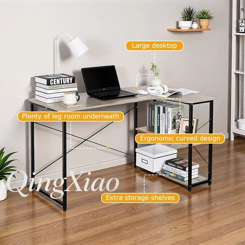 L Shaped Corner Desk With Book - Home Office With Bookshelves reseña y precio