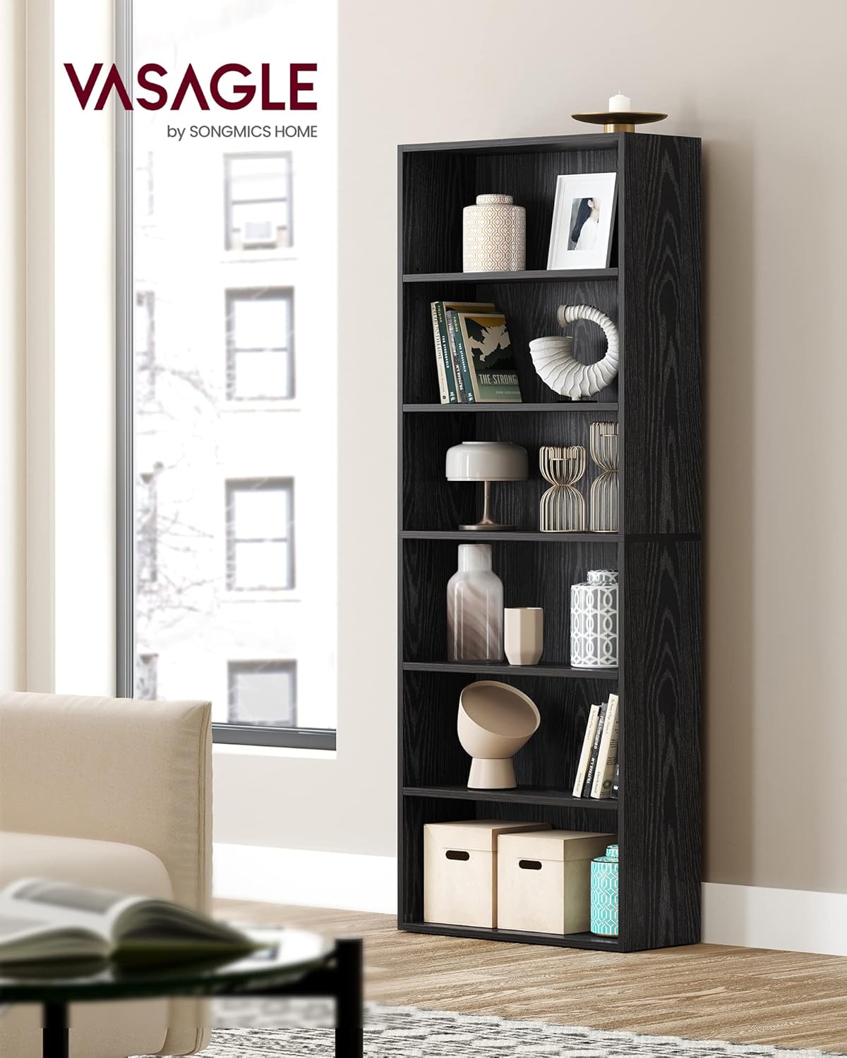6-Tier Bookcase, Open Storage  - Home Office In Living Room reseña y precio