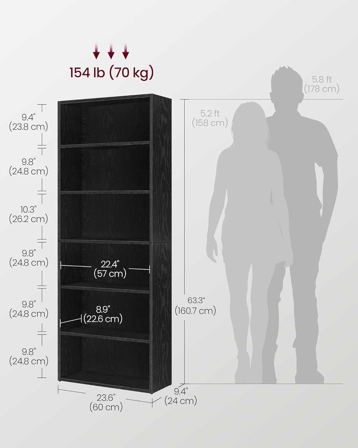 6-Tier Bookcase, Open Storage  - Home Office In Living Room reseña y precio
