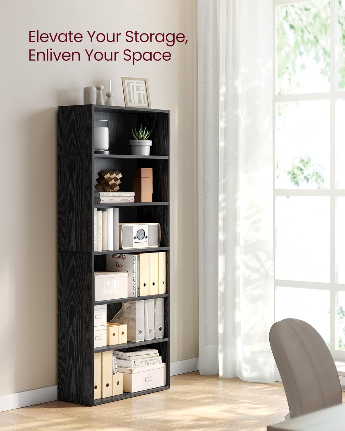6-Tier Bookcase, Open Storage  - Home Office In Living Room reseña y precio