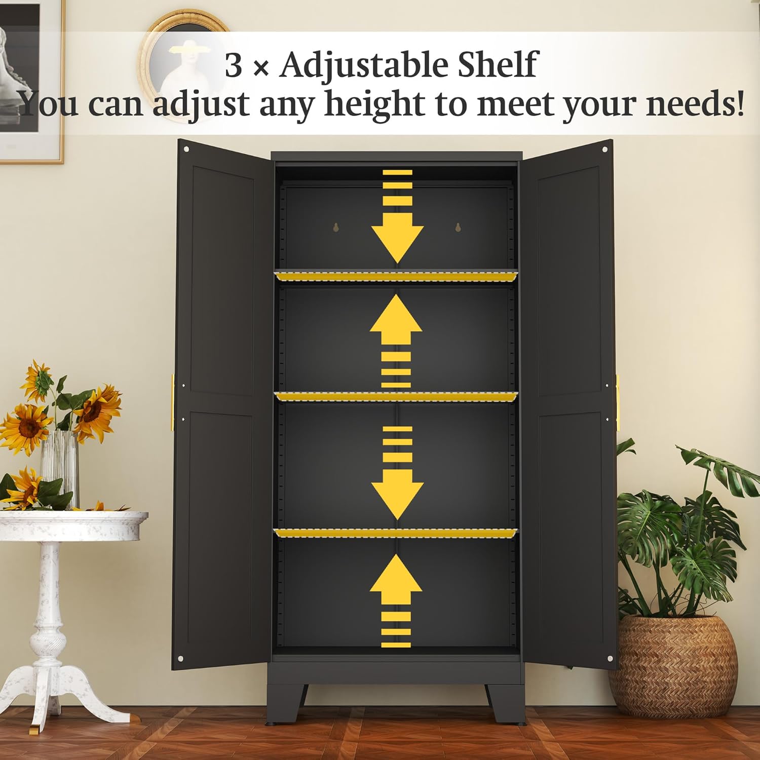 Black Metal Storage Cabinet, 6 - Home Office Shed reseña y precio