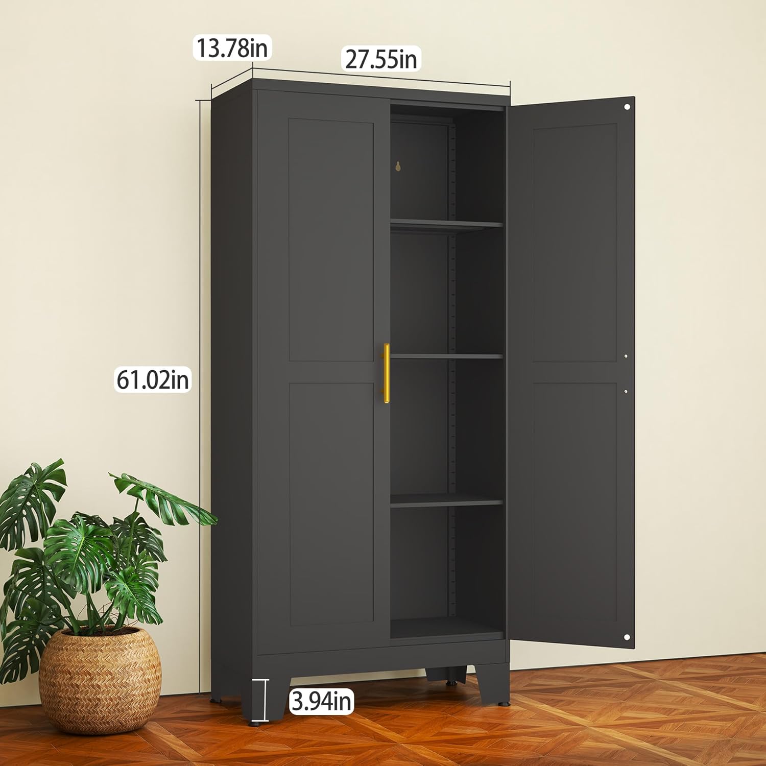 Black Metal Storage Cabinet, 6 - Home Office Shed reseña y precio