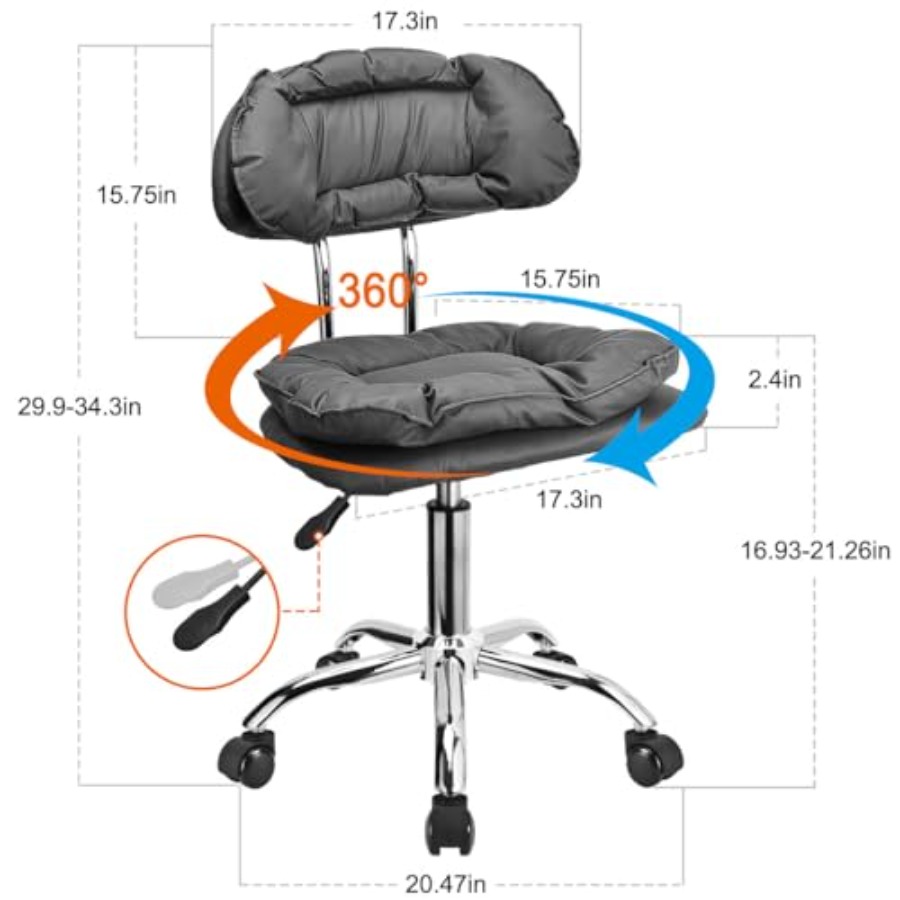 Rolling Stool Backrest Thick S - Home Office Chair reseña y precio