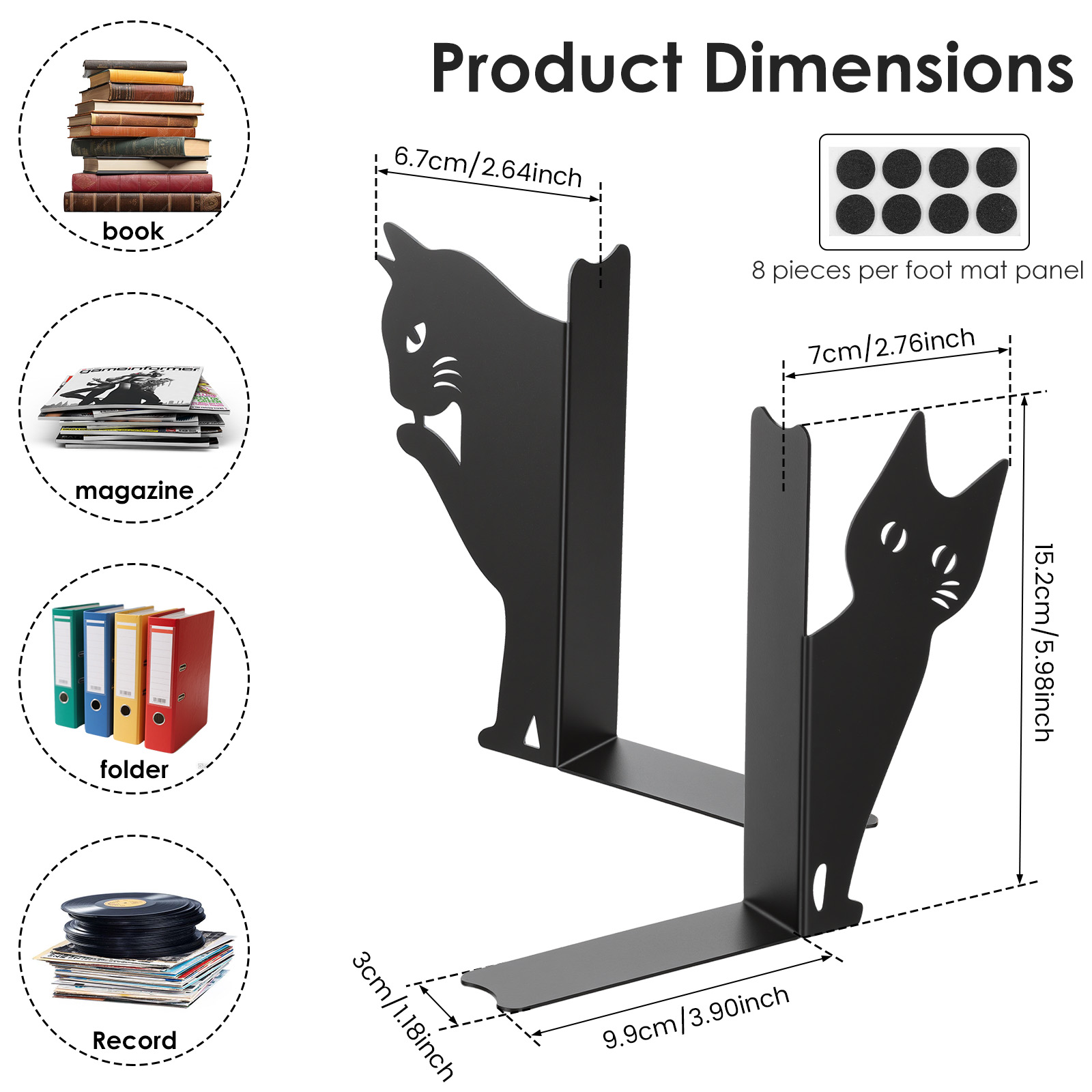 Peeping Cat Bookend Metal Book - Home Office With Bookshelves reseña y precio