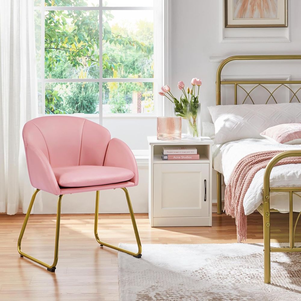Pink PU Leather Vanity Chair w - Home Office In Living Room reseña y precio