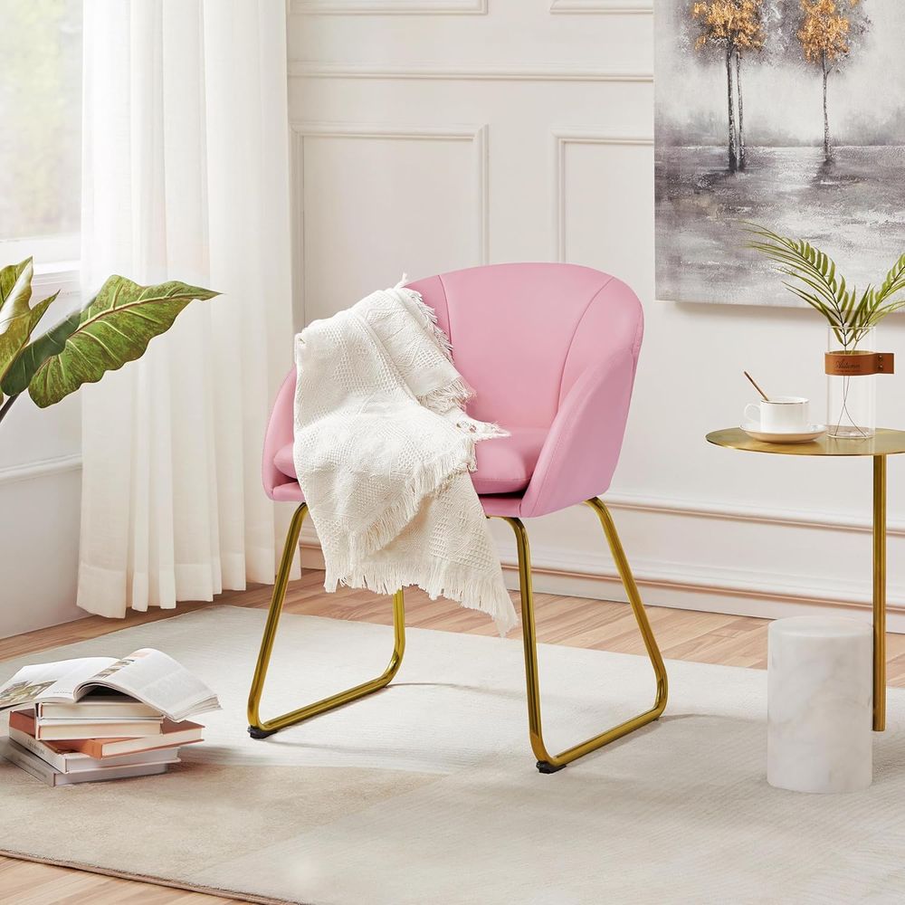 Pink PU Leather Vanity Chair w - Home Office In Living Room reseña y precio